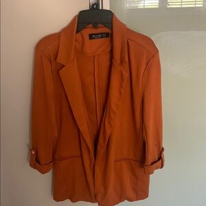 Stoosh Orange Blazer Relaxed Fit Lightweight